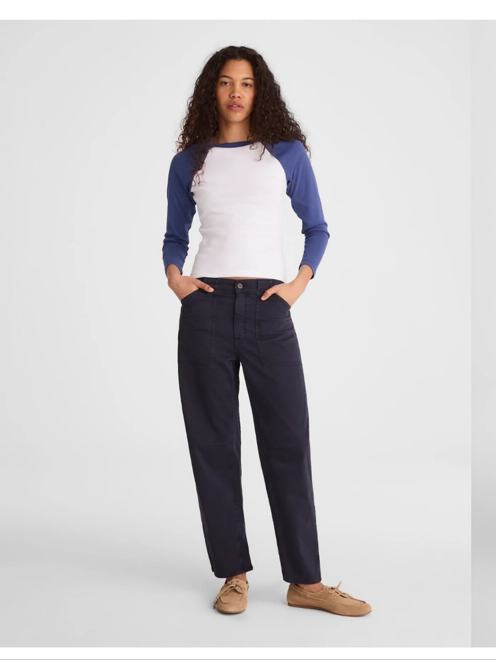 NWT Madewell The Darted Barrel-Leg Utility Pant Dark Navy 25